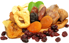 Different types of dried fruits