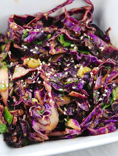 Red Cabbage and Mushrooms Salad