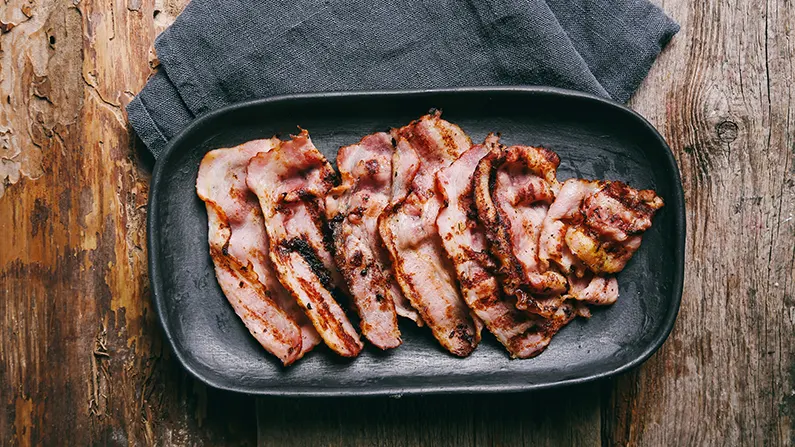 Bacon jerky in a pan